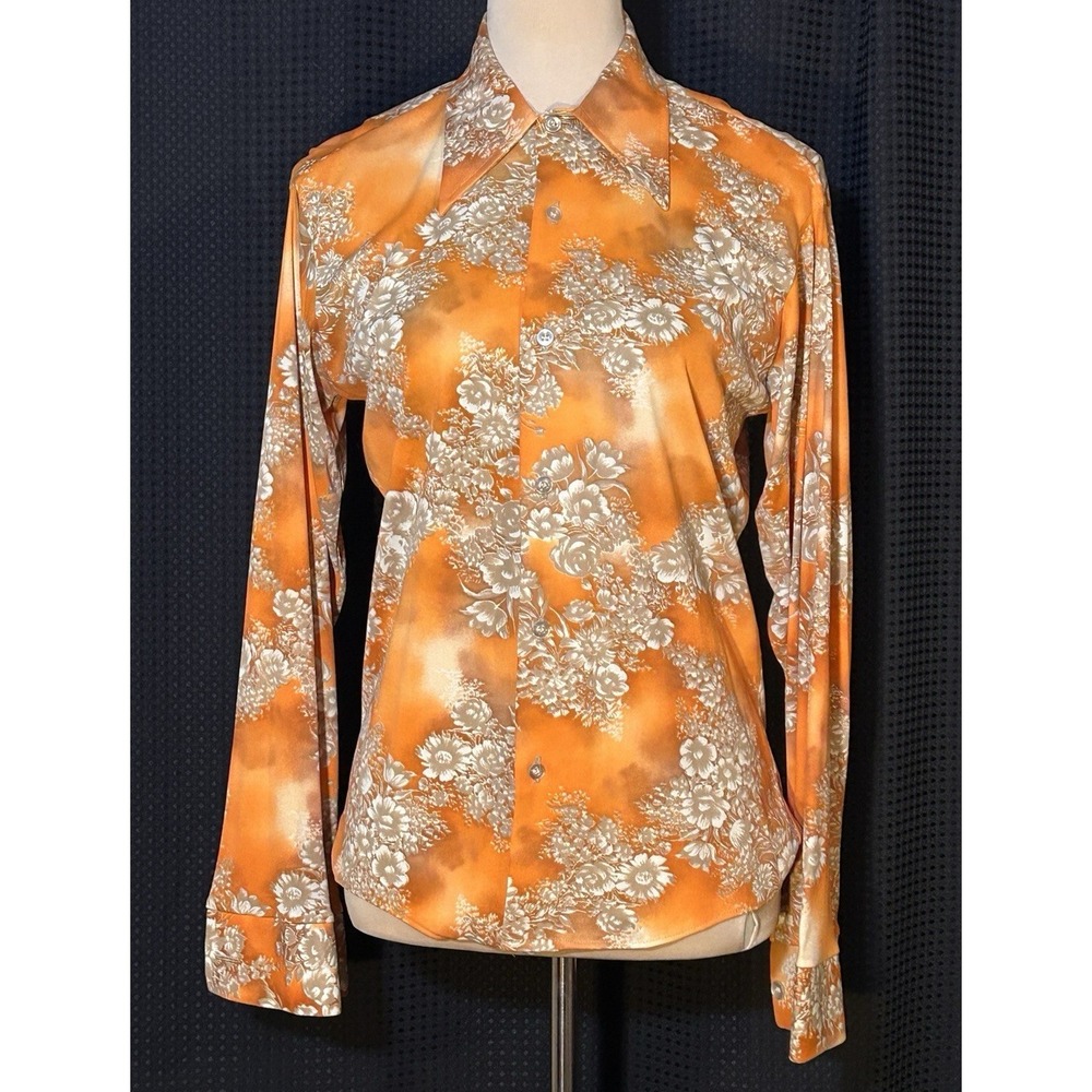 Vintage Two East Collection 1970s Mens Mod Dagger Collar Long Sleeve Shirt